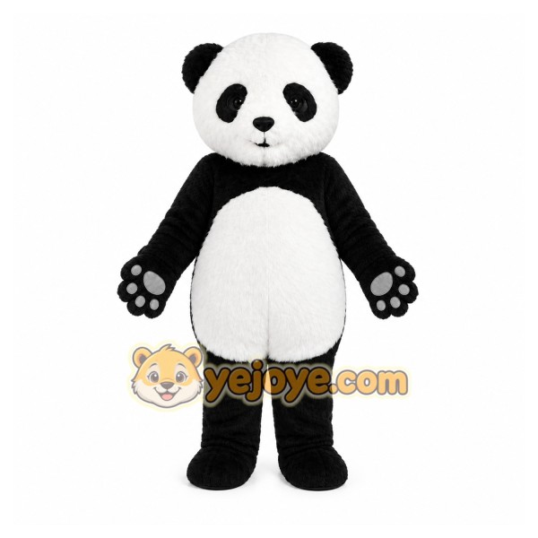 Black Panda Mascot Costume with Custom Logo