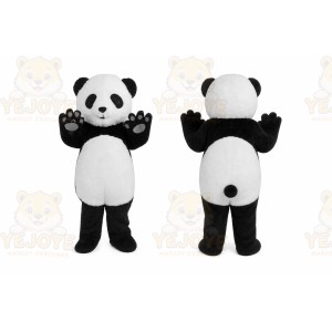 Black Panda Mascot Costume with Custom Logo