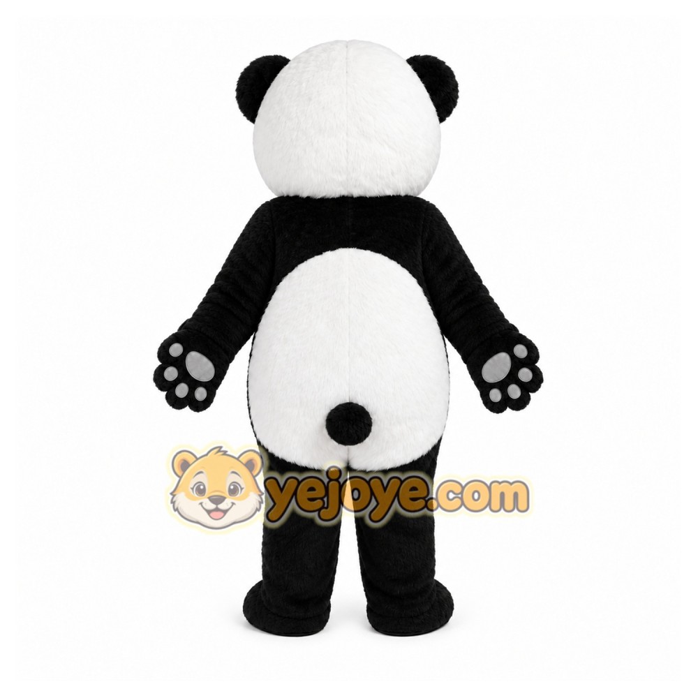 Black Panda Mascot Costume with Custom Logo
