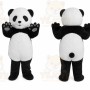 Black Panda Mascot Costume with Custom Logo