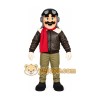 Brown Pilot Mascot Costume with Custom Logo Brown Pilot Mascot Costume with Custom Logo