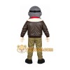 Brown Pilot Mascot Costume with Custom Logo Brown Pilot Mascot Costume with Custom Logo