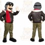 Brown Pilot Mascot Costume with Custom Logo