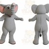 Gray Elephant Mascot Costume with Custom Logo