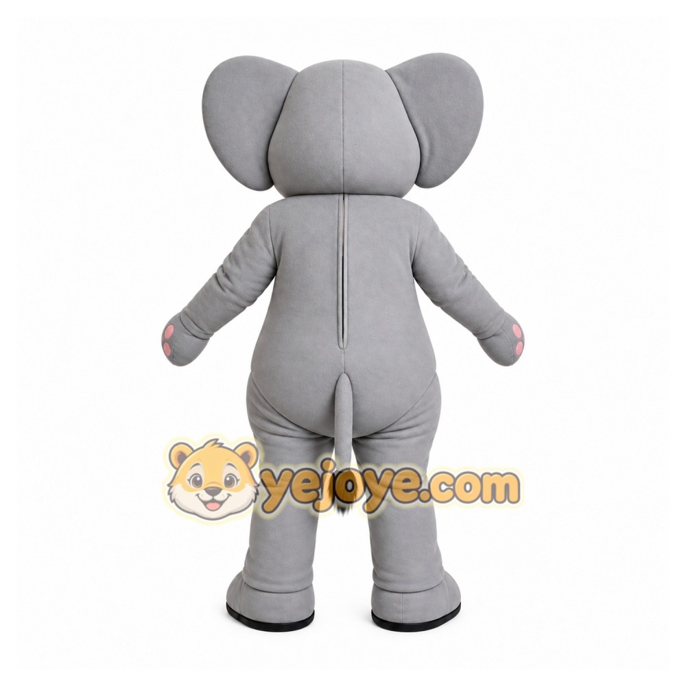 Gray Elephant Mascot Costume with Custom Logo Gray Elephant Mascot Costume with Custom Logo