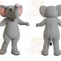 Gray Elephant Mascot Costume with Custom Logo