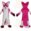 Pink Fox Mascot Costume with Custom Logo