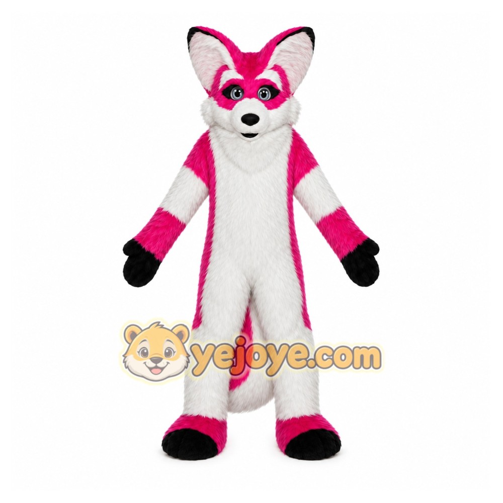 Pink Fox Mascot Costume with Custom Logo Pink Fox Mascot Costume with Custom Logo