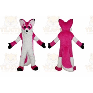 Pink Fox Mascot Costume with Custom Logo