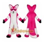 Pink Fox Mascot Costume with Custom Logo