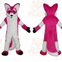 Pink Fox Mascot Costume with Custom Logo