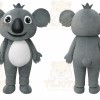 Gray Koala Mascot Costume with Custom Logo