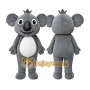 Gray Koala Mascot Costume with Custom Logo