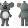 Gray Koala Mascot Costume with Custom Logo