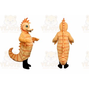 Orange Seahorse Mascot Costume with Custom Logo