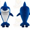 Blue Shark Mascot Costume with Custom Logo