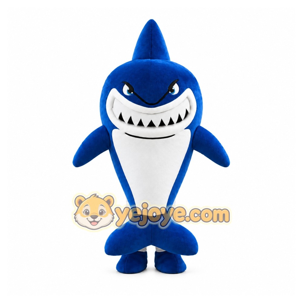 Blue Shark Mascot Costume with Custom Logo Blue Shark Mascot Costume with Custom Logo