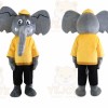Gray Elephant Mascot Costume with Custom Logo