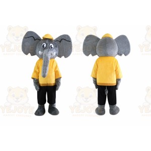 Gray Elephant Mascot Costume with Custom Logo