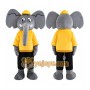 Gray Elephant Mascot Costume with Custom Logo