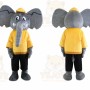 Gray Elephant Mascot Costume with Custom Logo