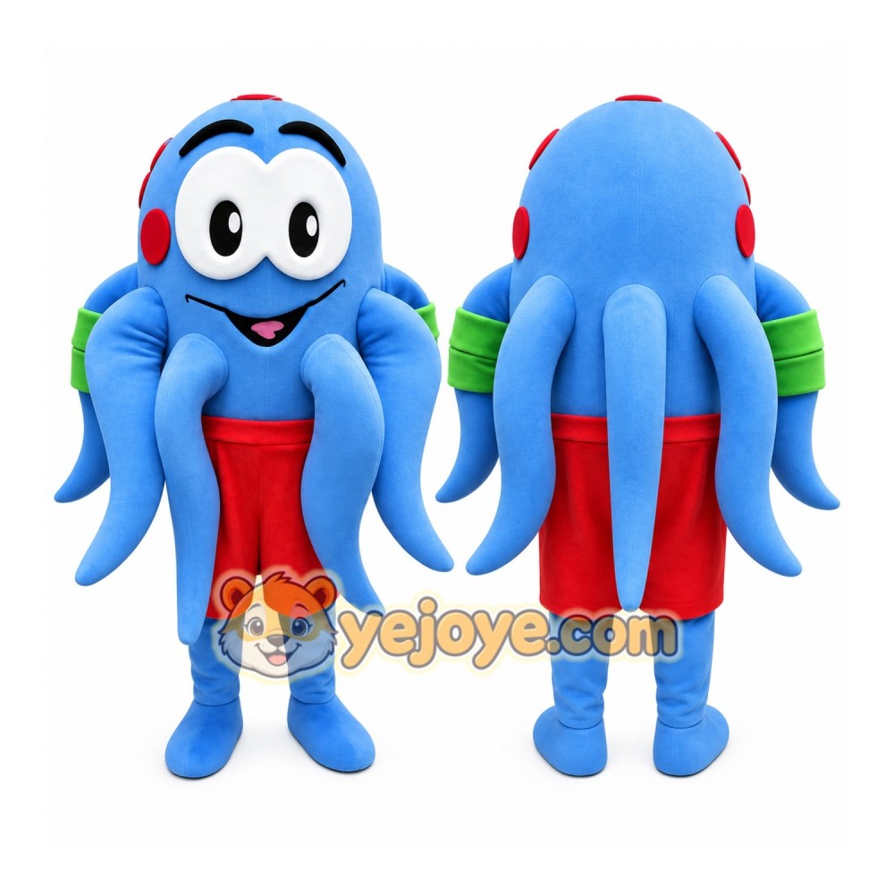 Blue Octopus Mascot Costume with Custom Logo Blue Octopus Mascot Costume with Custom Logo