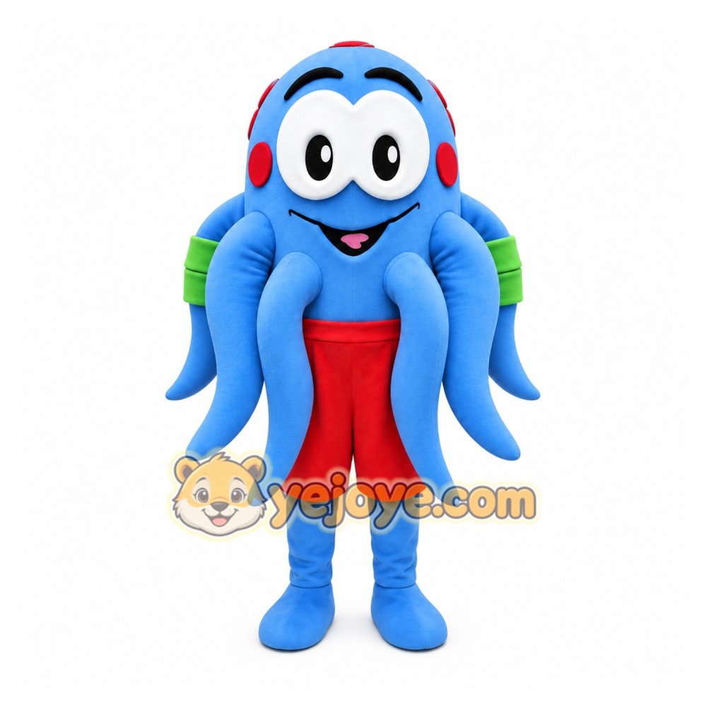 Blue Octopus Mascot Costume with Custom Logo Blue Octopus Mascot Costume with Custom Logo