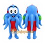 Blue Octopus Mascot Costume with Custom Logo