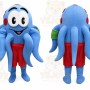 Blue Octopus Mascot Costume with Custom Logo