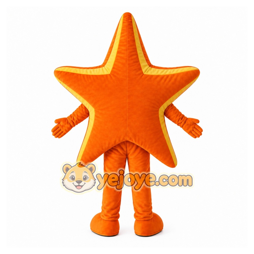 Orange Starfish Mascot Costume with Custom Logo