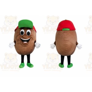 Brown Potato Mascot Costume with Custom Logo