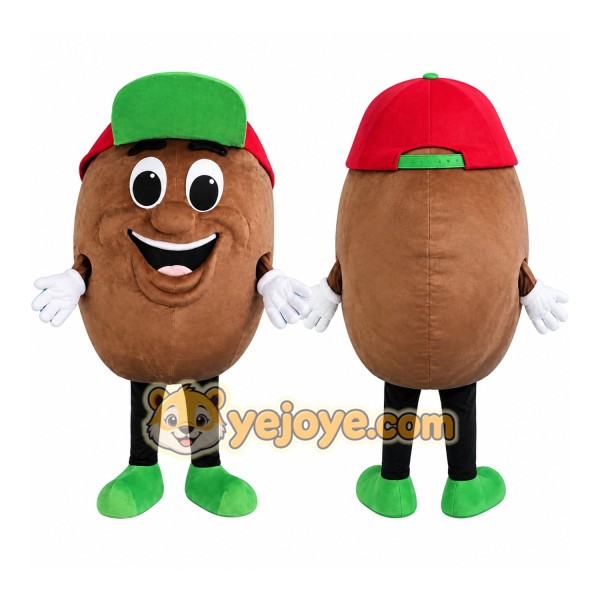 Brown Potato Mascot Costume with Custom Logo