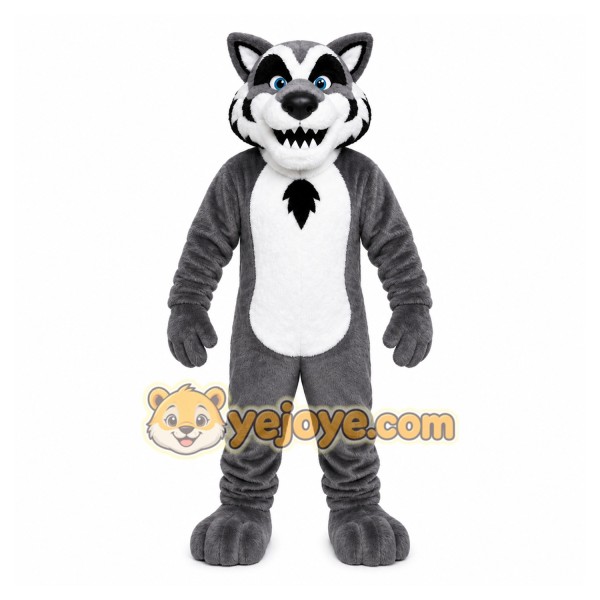 Gray Wolf Mascot Costume with Custom Logo Gray Wolf Mascot Costume with Custom Logo