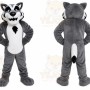 Gray Wolf Mascot Costume with Custom Logo