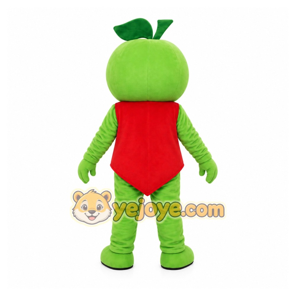 Green Apple Mascot Costume with Custom Logo Green Apple Mascot Costume with Custom Logo