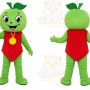 Green Apple Mascot Costume with Custom Logo