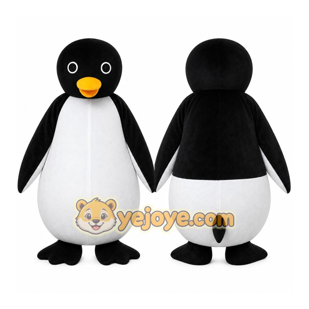 Black Penguin Mascot Costume with Custom Logo Black Penguin Mascot Costume with Custom Logo