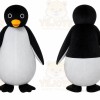 Black Penguin Mascot Costume with Custom Logo