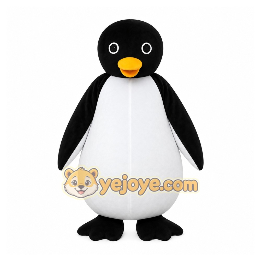 Black Penguin Mascot Costume with Custom Logo Black Penguin Mascot Costume with Custom Logo