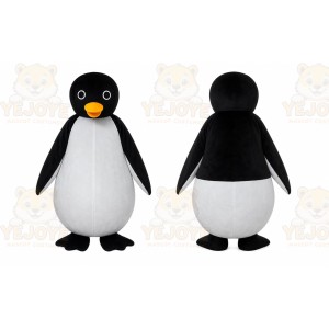 Black Penguin Mascot Costume with Custom Logo