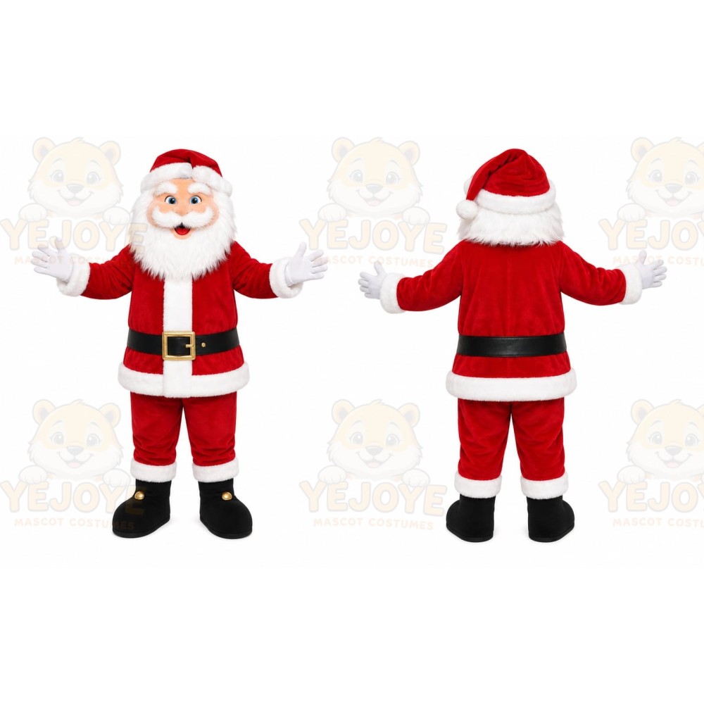 Red Santa Mascot Costume with Custom Logo