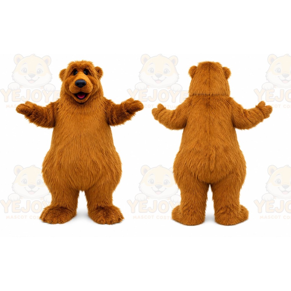 Brown Bear Mascot Costume with Custom Logo