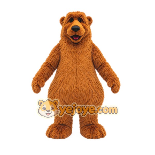 Brown Bear Mascot Costume with Custom Logo