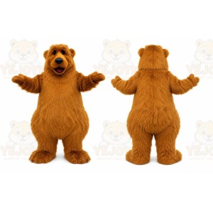 Brown Bear Mascot Costume with Custom Logo