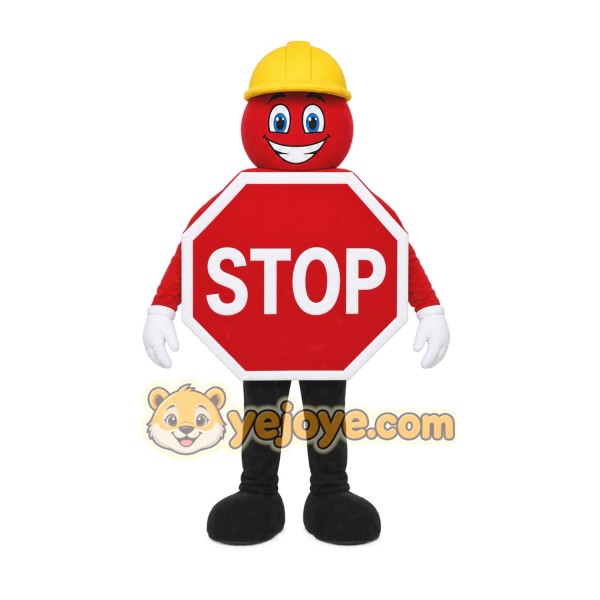 Red Stop Sign Mascot Costume with Custom Logo