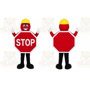 Red Stop Sign Mascot Costume with Custom Logo