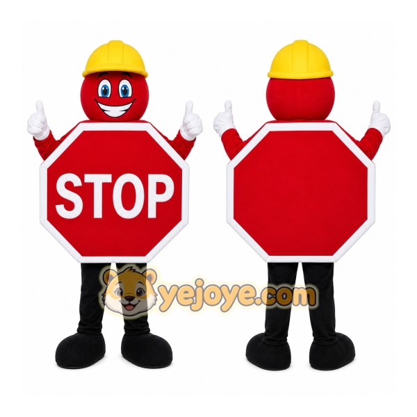 Red Stop Sign Mascot Costume with Custom Logo