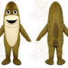Brown Fish Mascot Costume with Custom Logo