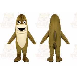 Brown Fish Mascot Costume with Custom Logo