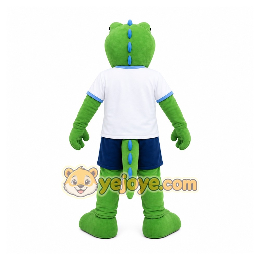 Green Dinosaur Mascot Costume with Custom Logo Green Dinosaur Mascot Costume with Custom Logo